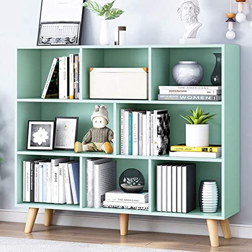 IOTXY Tiffany Green 3-Tier Wooden Bookcase with Open Shelves and Legs - WoodArtSupply