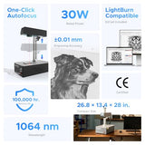 OMTech 30W Autofocus Fiber Laser Marking Machine with Lightburn, Fiber Laser Engraver for Metal Marking, 6" x 6" Workbed Fiber Laser Engraver Cutter with EzCad, 100,000 hr. Life,Metal Etching Machine OMTech