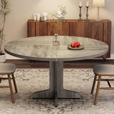 IDEALHOUSE Round Dining Table for 4, 47 Inches Dining Room Table with Wooden Base, Circle Kitchen Dinner Table for Dining Room, Kitchen, Living Room (Table Only), Grey IDEALHOUSE