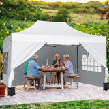 Tangkula 10x14 FT Pop Up Canopy, Outdoor Tent with 4 Sidewalls, Roll-up Door, Wheeled Bag, 4 Sandbags, 8 Stakes, 4 Wind Ropes, Portable Canopy Tent for Beach Party Event Camping (White) Tangkula