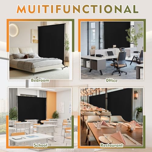 YSEJOMP Room Divider Screen 72"x72" with Lockable Caster Wheels, Privacy Panel for Home, Office, or Classroom, Easy to Move and Secure with Brake,Height Adjustable (Black, 72 X 72 Inches) YSEJOMP