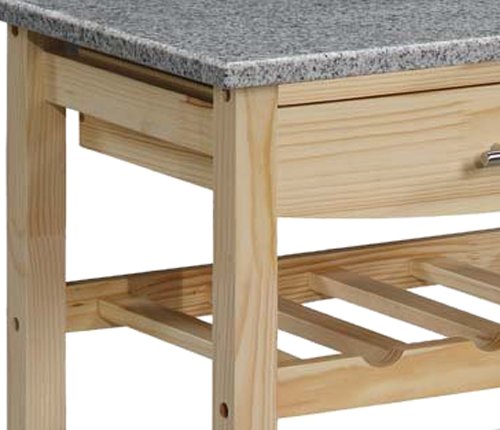 Linon Kitchen Island Granite Top, 33.88" x 22.8" x 15.63", Natural - WoodArtSupply