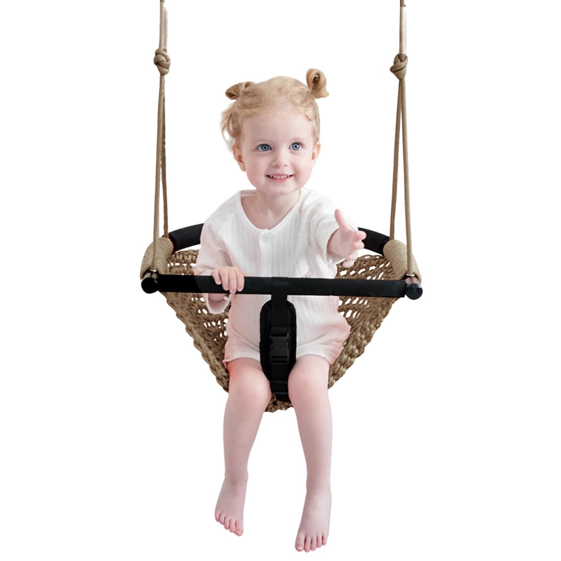 nets Tribe 2 -in- 1 Toddler Swing. Swing Seat for Kids with Adjustable Ropes, for Kids Heavy Duty Rope Play Secure Children Swing Set, for Outdoor Indoor, Backyard. Upgrade Product (Light Bro - WoodArtSupply