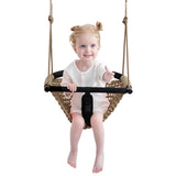 nets Tribe 2 -in- 1 Toddler Swing. Swing Seat for Kids with Adjustable Ropes, for Kids Heavy Duty Rope Play Secure Children Swing Set, for Outdoor Indoor, Backyard. Upgrade Product (Light Brown) nets Tribe