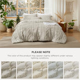 Bedsure Tufted Boho Comforter Set Oversized Queen - Linen Boho Bed Set, GentleSoft™ 3 Pieces Farmhouse Shabby Chic Embroidery Bedding, Gifts for Woman, Soft Jacquard Comforter for All Seasons Bedsure