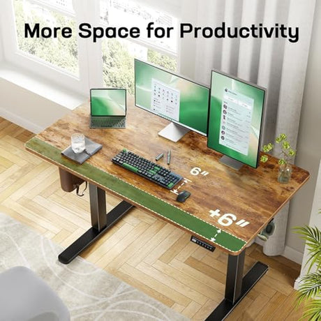 Electric Standing Desk with One-Piece Desktop,48 x 30 inch Height Adjustable Office Gaming Computer Desk with Tabletop, Home Office Stand up Desk with 4 Memory Presets, Table for Bedroom(2 Packages) Marsail