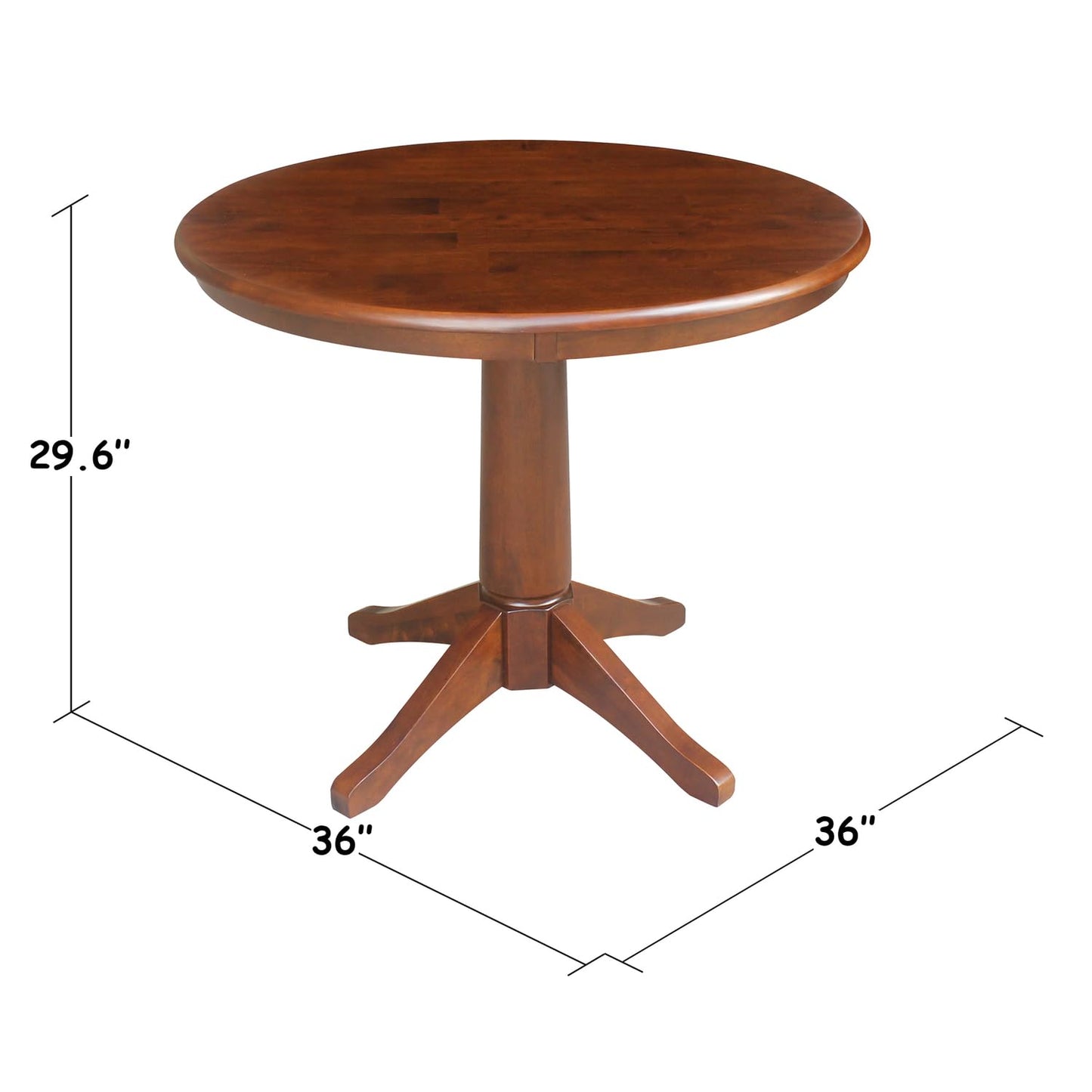 International Concepts 36" Round Top Pedestal Table-28.9" H Dining Table, Espresso - WoodArtSupply