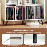 Giantex Large Record Player Stand with Charging Station, Turntable Stand Holds Up to 300 Albums, Record Player Table with Raised Leg, Vinyl Record Storage for Living Room (White) Giantex