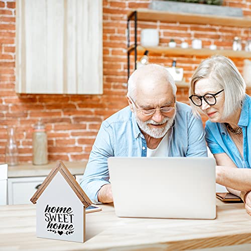 Jetec Wood Welcome Home Sign Sweet Home Tiered Tray Decor Farmhouse Decor Home Sign Shelf Decor House Shape Double Sided Home Sweet Home Decor Home Sign for Living Room Window Shelf Desk Office Jetec