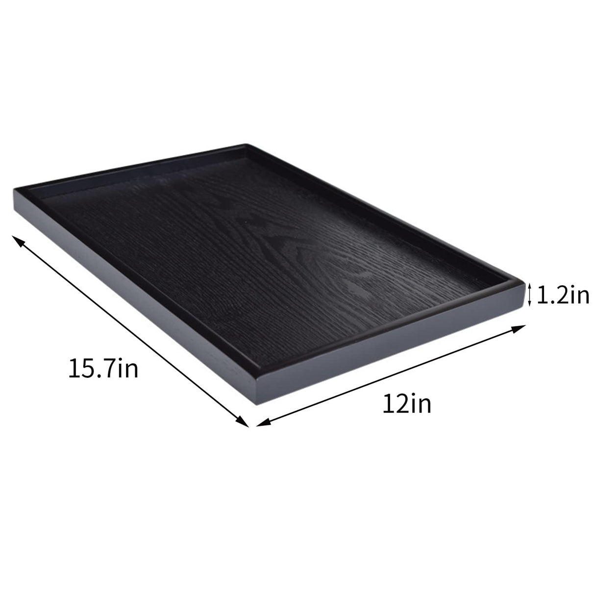 16 x 11 Inches Extra Large Solid Wood Serving Tray Tea Coffee Table Tray Snack Food Meals Serving Plate Kitchen Party Bar Server Breakfast Tray with Raised Edges Black Ottoman Tray Rectangle XKXKKE
