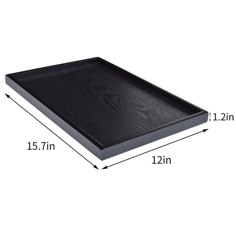 16 x 11 Inches Extra Large Solid Wood Serving Tray Tea Coffee Table Tray Snack Food Meals Serving Plate Kitchen Party Bar Server Breakfast Tray with Raised Edges Black Ottoman Tray Rectangle XKXKKE