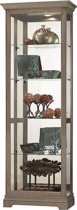 Howard Miller Hoffmann Curio Cabinet II - Grey Finish Adjustable Glass Shelves with Interior Lightning Best for Collectibles, Decorative Items, Living Room Office and Home Decor Floor Mount Howard Miller