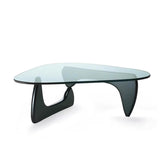 EASYSOUL Modern Glass Coffee Table, 32.68" D x 22.44" W x 15.75" H, Abstract Round Tea Tables for Living Room Home Office Industrial Cocktail Tables (Black-Clear Glass, 32.68") EASYSOUL