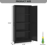 MIOCASA Metal Pantry Cabinet with Adjustable Shelves, Heavy-Duty Metal Storage Cabinet with 2 Doors Organizer for Kitchen, Office, Garage (Black) MIOCASA