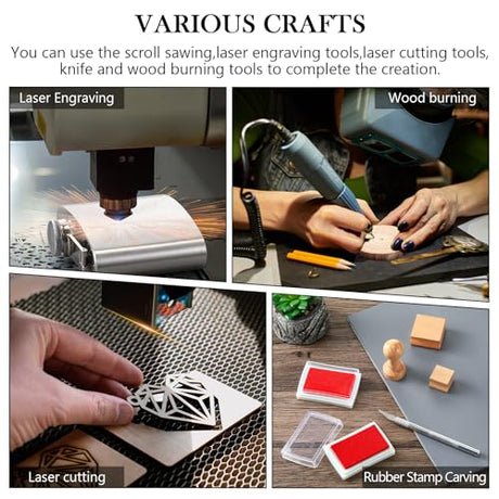 Tondiamo 356 Pcs Bulk Laser Engraving Supplies Blank Material Kit DIY Engraver Accessories Including Acrylic Glass Stainless Steel Wood Fabric PU Leather Rock Rubber Materials for Laser Cutters Tondiamo