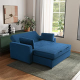 Serta Ainsley 66.5" Convertible Sleeper Loveseat, Full Size, Dreamcoil Comfort, Soft Velvet Fabric, Navy Serta