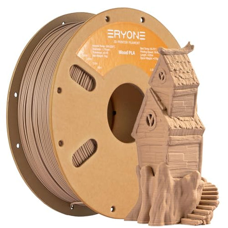 ERYONE Filament PLA 1.75 mm, Special 3D Printing PLA Filament 1.75 mm +/-0.03mm for 3D Printers and 3D Pens, 1kg (2.2lbs)/Spool, Light Wood ERYONE