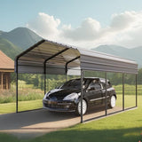 MFSTUDIO Carport 10x15 ft, Outdoor Heavy Duty Metal Shed Carports, Metal Garage Car Shelter Shade Car Port with Galvanized Roof, Frame and Bolts for Cars, Truck and Boats MFSTUDIO