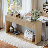 Evermagin 59'' Oak Entryway Table with Drawers, Boho Fluted Console Table, Sofa Table with Storage for Living Room, Entrance, Hallway Evermagin