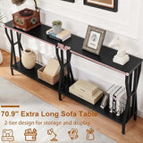 HOMISSUE Sofa Console Table, 70.9" Extra Long Sofa Table with 2-Tier Storage, Industrial Narrow Console Tables Behind Couch, Hallway Table for Entryway, Living Room, Black HOMISSUE