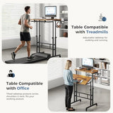DUMOS Split Top Rolling Standing Desk, 23.6 Inch Mobile Laptop Computer Desk, Manual Adjustable Height Workstation on Wheels, Sit Stand Office Table, Walking Pad Study Desk, Rustic Brown DUMOS