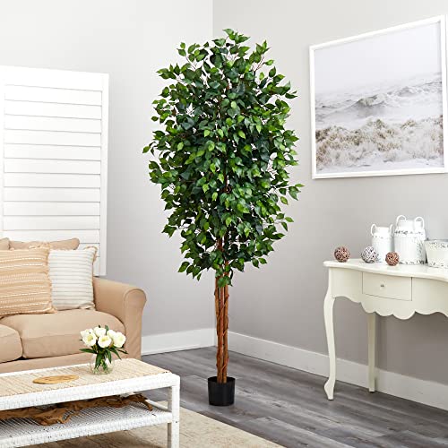 Nearly Natural 7ft. Ficus Artificial Tree, Green Nearly Natural