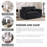 3 in 1 Convertible Sleeper Sofa Bed, 54'' Full Size Velvet Pull Out Futon Couch Recliner with Reclining Backrest & 2 Pillows, Small Loveseat Lounge Couches for Small Spaces (Black) Generic
