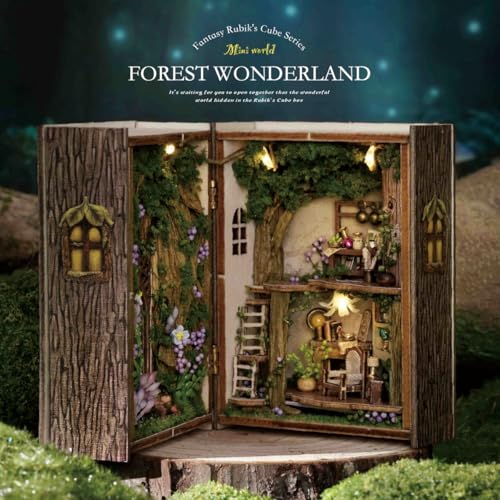 ESTUSR DIY Miniature Dollhouse Kits - Wooden Mini Model House with LED Lights, Tiny Furniture & Accessories – Craft Building Kits for Teens & Adults (Forest Wonderland) – Birthday Valentine's Gift