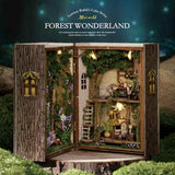 ESTUSR DIY Miniature Dollhouse Kits - Wooden Mini Model House with LED Lights, Tiny Furniture & Accessories – Craft Building Kits for Teens & Adults (Forest Wonderland) – Birthday Valentine's Gift