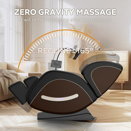 2026 Massage Chair Full Body, Zero Gravity SL-Track Shiatsu Massage Recliner, with Zero Gravity, with Full Body Air Pressure, Heat, APP Control, 6 Fix Point Rollers, Airbags, Deep Yoga Stretch (Brown) AYJOIR