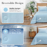 Amélie Home Waffle Cooling Comforter Queen Size, Q-Max 0.45 Reversible Lightweight Cooling Blanket for Hot Sleepers, Breathable Bedding for Night Sweats, 90"x90", Sky Blue Amélie Home