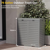 EAST OAK 76 Gallon Outdoor Trash Can | Waterproof Resin Garbage Can with Tiered Lid & Drip Tray | Outside Trash Bin for Patio | Kitchen, Backyard & Deck | Gray Color EAST OAK