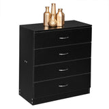 Karl home Black 4 Drawer Dresser for Bedroom, Modern Nightstand Storage Chest of Drawer, Wooden Side Table End Table, Living Room, Reception Room Karl home