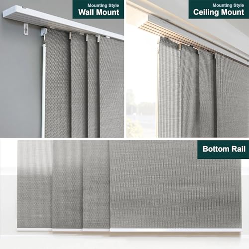 CHICOLOGY Vertical Blinds, Room Divider, Door Blinds,Blinds for Sliding Glass Doors, Temporary Wall, Closet Curtain, Room Door, Woven Gray (Natural Woven) W:46-86 x H:Up-to 96 inches CHICOLOGY