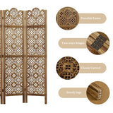 68.9Inch Folding Room Divider, 4 Panels Wood Carved Privacy Screens - Ideal Decorative Partition for Home, Office, Restaurant, Bedroom (Dark Brown) Svimi