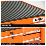 DNA MOTORING 3-Drawers Utility Rolling Tool Chest Cabinet with Wheels, Heavy Duty Industrial Service Cart Keyed Locking System, for Garage Warehouse Workshop, Orange, TOOLS-00400 DNA MOTORING