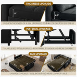 DWVO 55" Convertible Sofa Bed, 3-in-1 Sleeper Sofa with Pull-Out Bed, Linen Futon Couch with Adjustable Backrest and Side Pocket, Modern Loveseat for Living Room Apartment, Balck DWVO