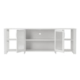 Panana TV Stand Television Stands Cabinet with 2 Doors 4 Open Cubby Storage Cabinets for Living Room Bedroom for TVs up to 70 Inches (White, 62.99 inch) Panana