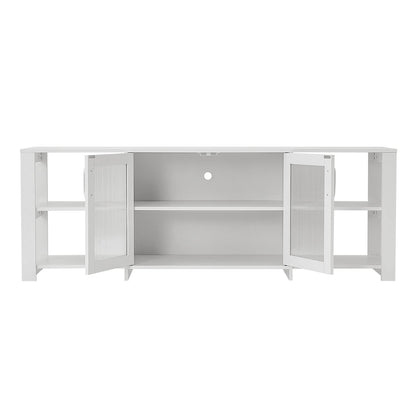 Panana 2 Doors TV Stand Television Stands Cabinet 4 Open Cubby Storage for Living Room for TVs up to 70 Inches (White)