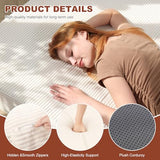 6-Inch Tri-Fold Foldable Mattress, Folding Sofa Bed with Removable Washable Cover, Portable Futon Mattress Full Size Floor Guest Mat with Non-Slip Bottom & Carry Handles for Camping (Beige, Queen) AOLVDOW