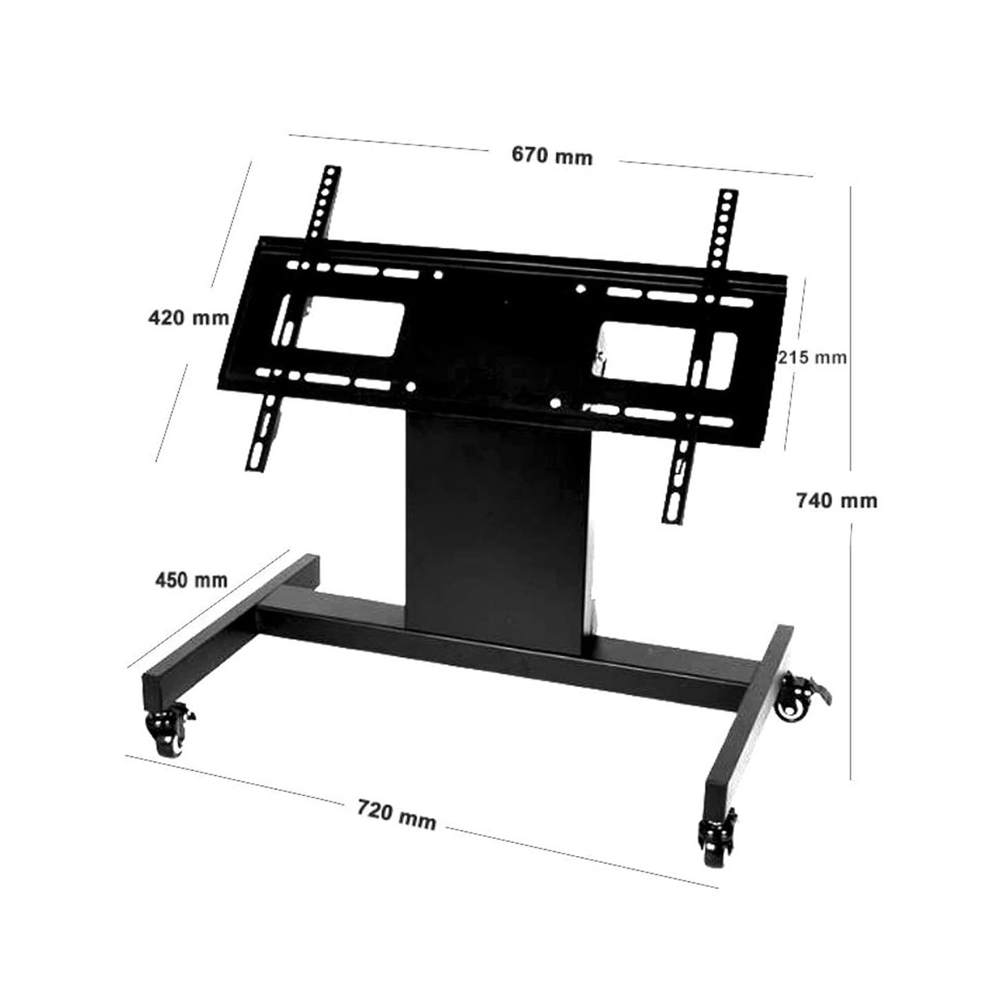 Nuwovwo Rolling TV Stand, Mobile TV Cart, Low Profile Floor Confidence Monitor Cart for 32-75 inch Screen, Height Adjustable, 90°Adjustable Viewing Angle