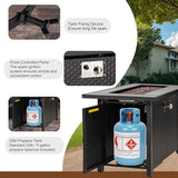 Walsunny 45 inch Outdoor Propane Fire Pit 50,000 BTU Gas Fire Pit Table with Lid, Lava Rock, Waterproof Cover, Rectangle Gas Firepit Table for Garden/Patio, CSA Certification Shintenchi