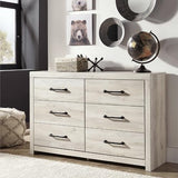 Signature Design by Ashley Cambeck Farmhouse Industrial 6 Drawer Dresser, Whitewash Signature Design by Ashley