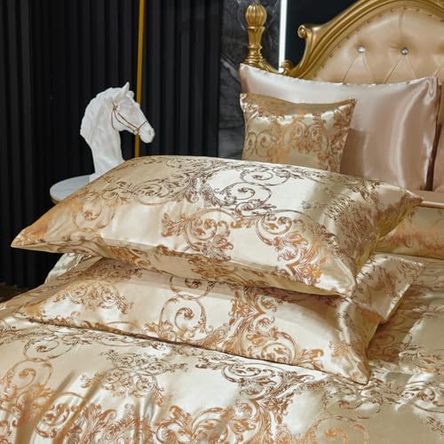 Queen Size 8-Piece Jacquard Comforter Set with Satin Sheets Set – Elegant Coordinated Bedding Collection for Bedroom Bedding_Dreamer