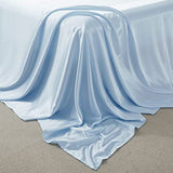 Counfeisly Satin Twin Flat Sheet, Luxury and Silky Soft Bed Top Sheet Only, Baby Blue Counfeisly