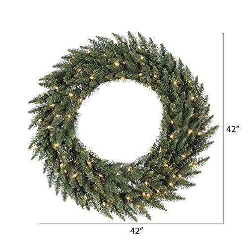 Vickerman 42" Prelit Camdon Fir Artificial Christmas Wreath, Featuring 150 Warm White Mini LED Lights - Faux Holiday Wreath - Indoor or Outdoor Wreath