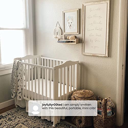 Delta Children Folding Portable Mini Baby Crib with 1.5-inch Mattress - Greenguard Gold Certified, Grey - WoodArtSupply