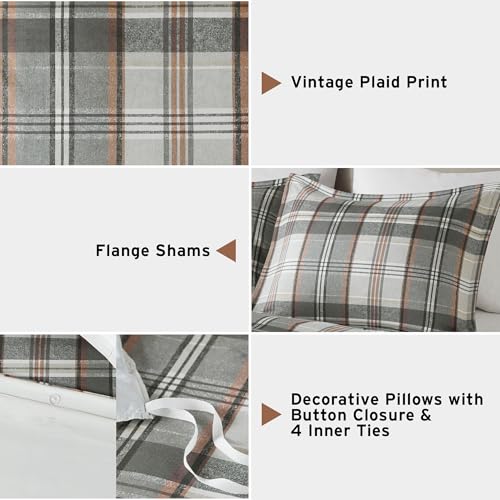 Intelligent Design Queen Duvet Cover Set Plaid Classic Cabin Lodge Duvet Cover Queen Size, Modern Casual Lightweight All Season Bedding Cover Queen, Matching Shams, Blake, Full/Queen Tan/Gray 3 Piece Intelligent Design