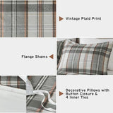 Intelligent Design Queen Duvet Cover Set Plaid Classic Cabin Lodge Duvet Cover Queen Size, Modern Casual Lightweight All Season Bedding Cover Queen, Matching Shams, Blake, Full/Queen Tan/Gray 3 Piece Intelligent Design