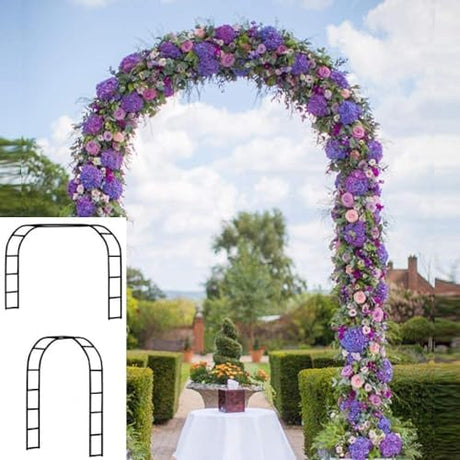 Adorox 7.8ft Garden Arch Trellis for Climbing Plants, Metal Arch Frame, Pumpkin Archway Outdoor Garden Arbors and Arches for Halloween Christmas Birthday Party Baby Shower Decoration(Black) Adorox